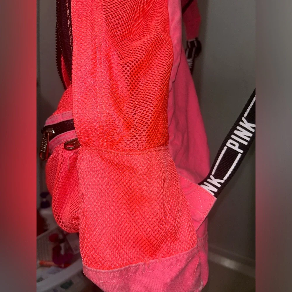 PINK By Victoria’s Secret Pink/Orange Mesh Book Bag with Zip Closure - Picture 13 of 13